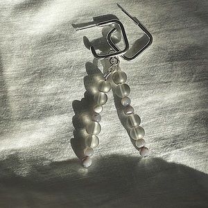 Grey black white custom earrings made by me sliver stainless steel with love!